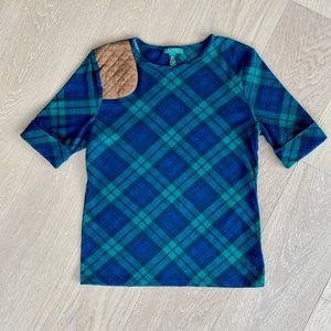Lauren Ralph Lauren Plaid Cotton Shirt with Faux Suede Quilted Patch